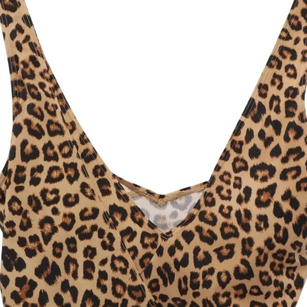 Summersalt Leopard Wrap One Piece Swimsuit Tie Waist Black Size 8 NWT - Picture 4 of 9